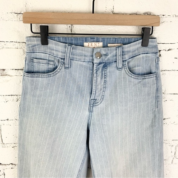 Jen 7 By 7 For All Mankind Striped Wide Leg Cropped Jeans 2 - Picture 4 of 9